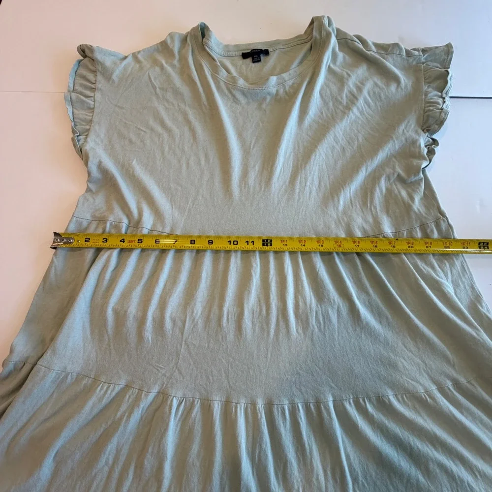 J.Crew Re-Imagined Sage‎ Green Cotton Tiered Ruffle Sleeve Mini Dress Womens XL